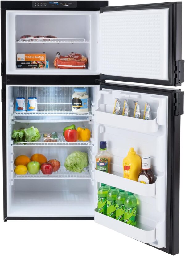 recpro rv refrigerator 6.3 cubic feet gas and electric | black or stainless finish | 110v / 12v / propane gas | (black finish)