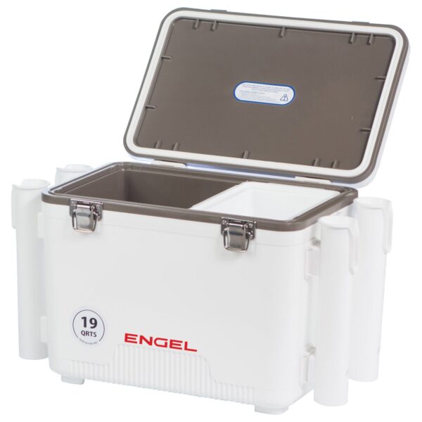 engel 19 quart drybox/cooler with rod holders