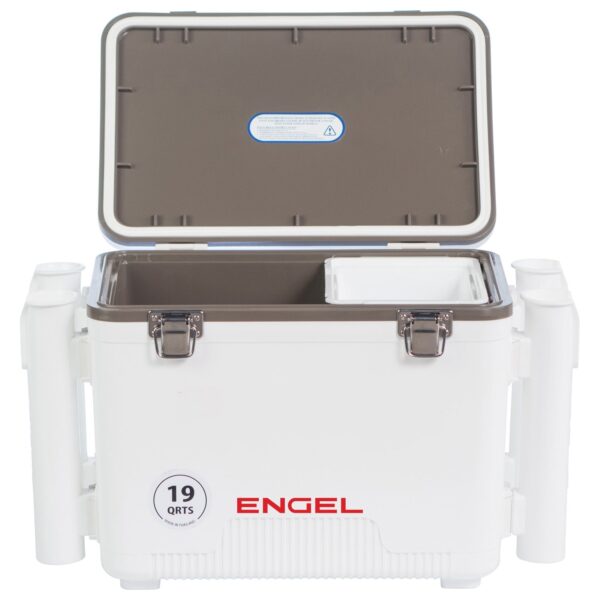 engel 19 quart drybox/cooler with rod holders