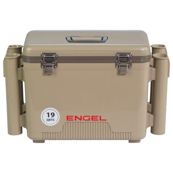 engel 19 quart drybox/cooler with rod holders