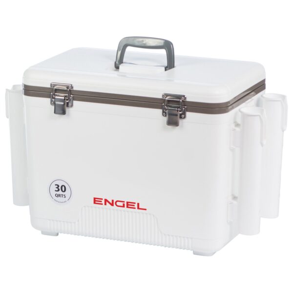 engel 30 quart drybox/cooler with rod holders