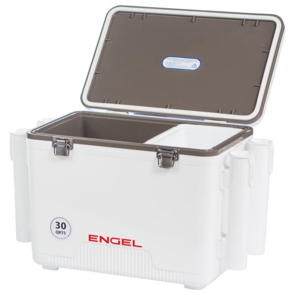engel 30 quart drybox/cooler with rod holders