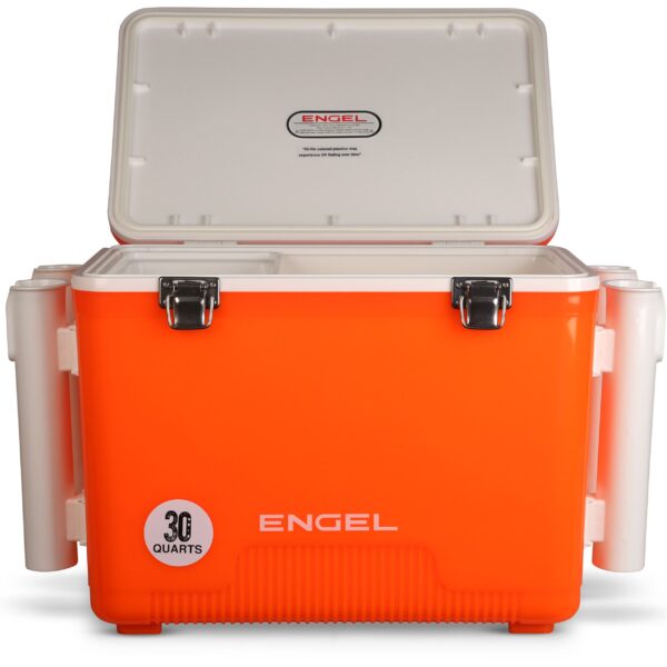 engel 30 quart drybox/cooler with rod holders