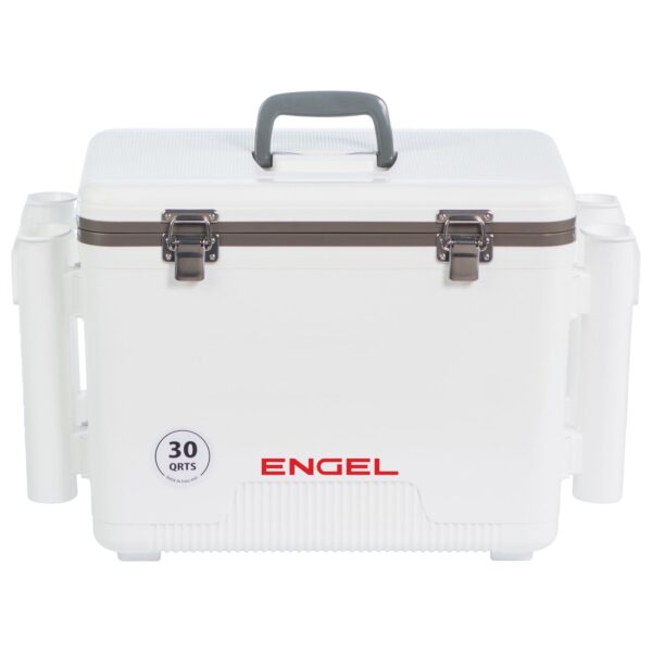 engel 30 quart drybox/cooler with rod holders