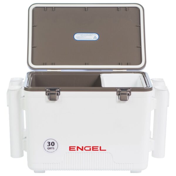 engel 30 quart drybox/cooler with rod holders